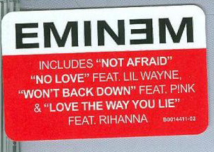Наклейка на альбоме Eminem - Recovery